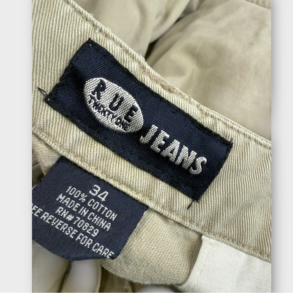 Rue21 Rue Jeans Mens Cargo Shorts Tan Khaki Cotton Size 34 Adjustable‎ Waist